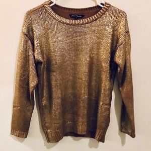 Gold painted knit sweater size Small